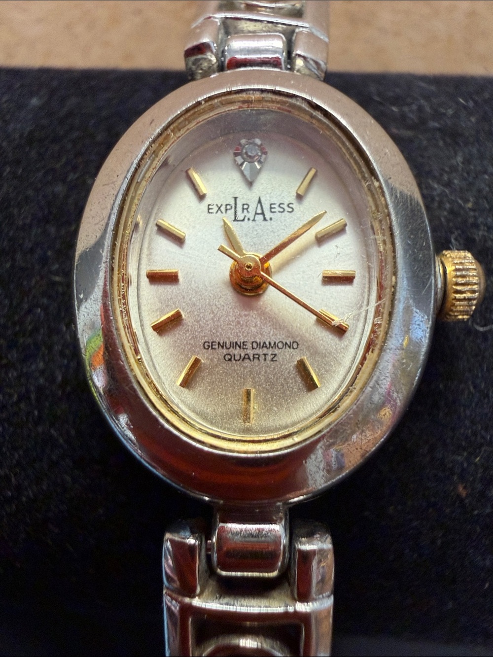 Vintage EUC L.A. Express Two Tone Gold & Silver Tone with Genuine Diamond